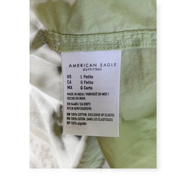 American Eagle Green Floral Tiered Mini Dress Petite Large - Picture 10 of 13